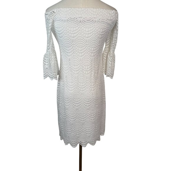 Lilly Pulitzer Size XS White Lace Off-Shoulder Dress Nylon & Polyester - Picture 10 of 16